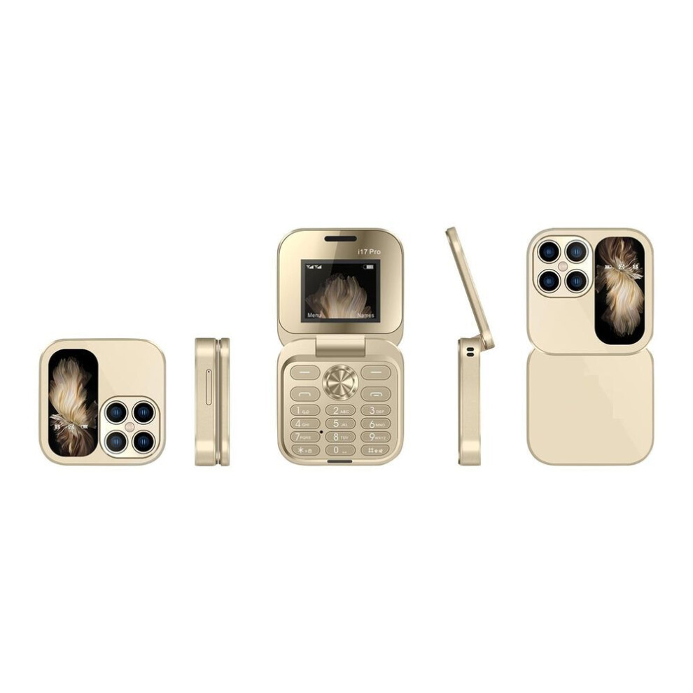 (gold, One Size) I17 PRO Flip Mobile Phone,Foldable Cell Phone,2 SIM Card Small Display Foldable Cell Phone,Easy To Use,Gift For Father's Day/Mother's Day