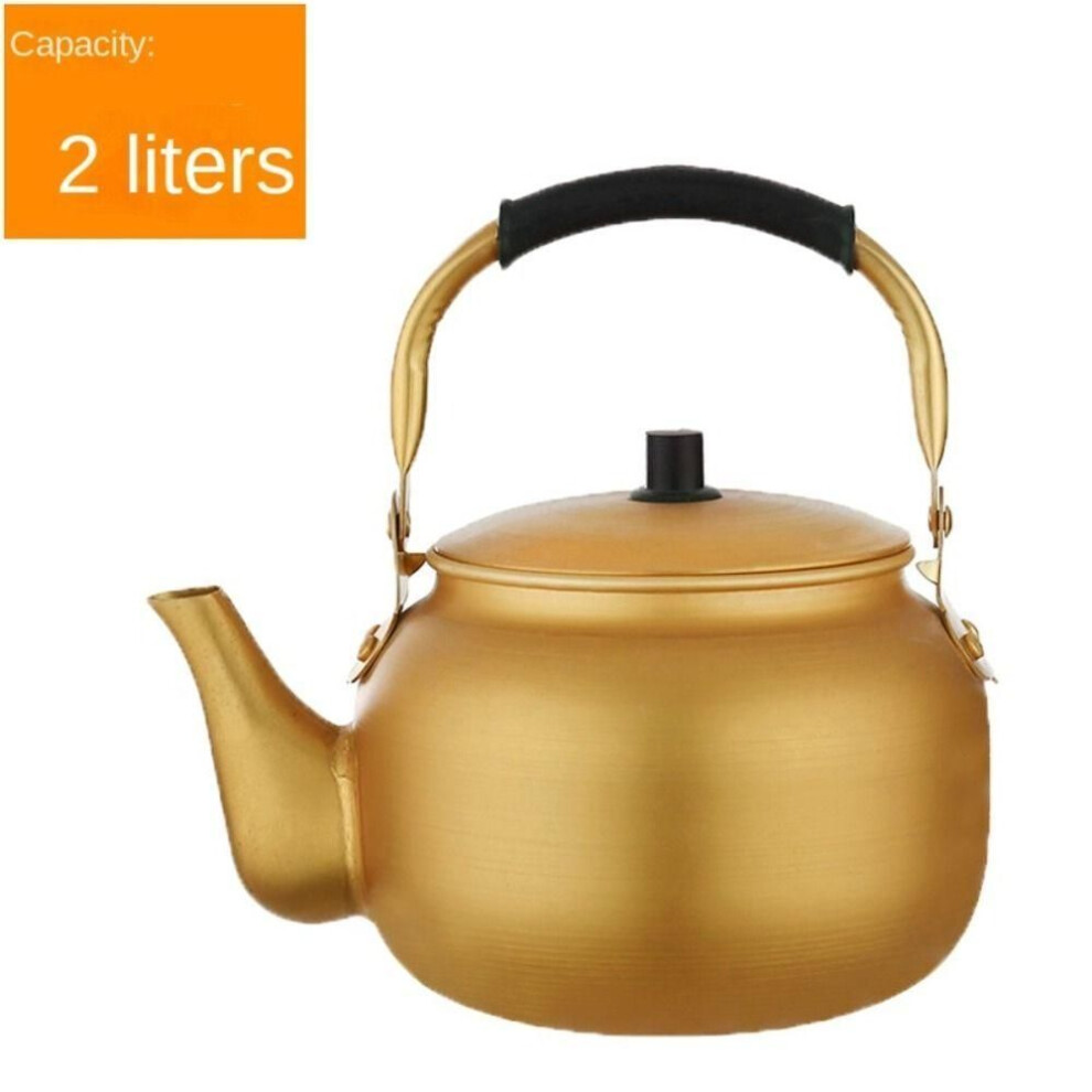 (2L) Outdoor Travel Cookware Kitchen Accessories Portable Teapot Water Kettle Coffee Pot Gold Aluminum
