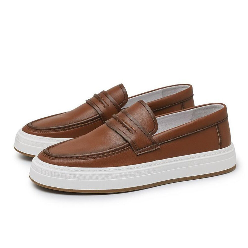 (brown, 41) 2025 Spring Autumn Shoes Mens Loafers Flat Genuine Leather Mens Casual Shoes Cool Street Style Male Footwear Slip-on Black