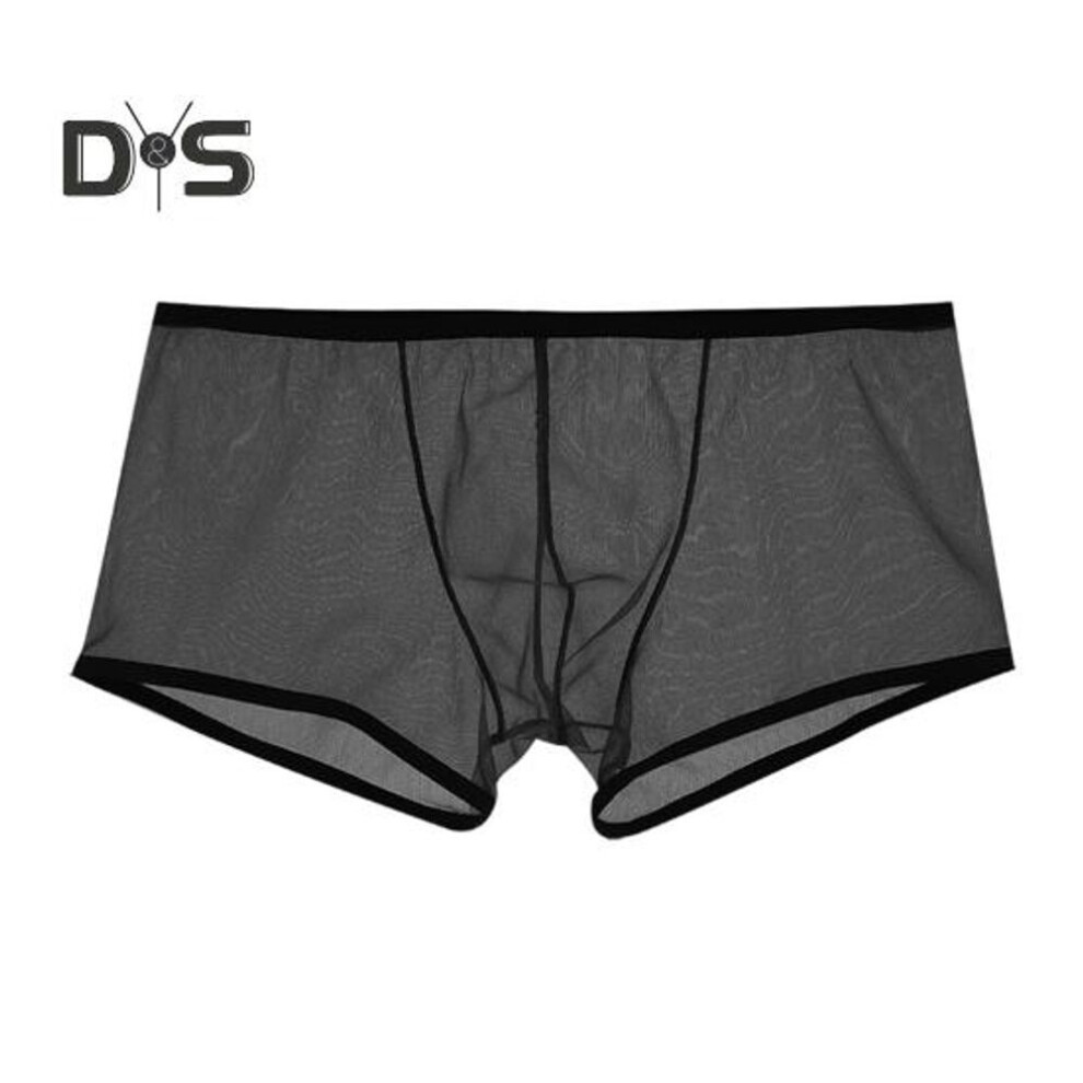(M, black) Men Boxer Underwear Transparent Mesh Perspective Shorts Panties Low-rise Moisture-wicking Boxer Shorts