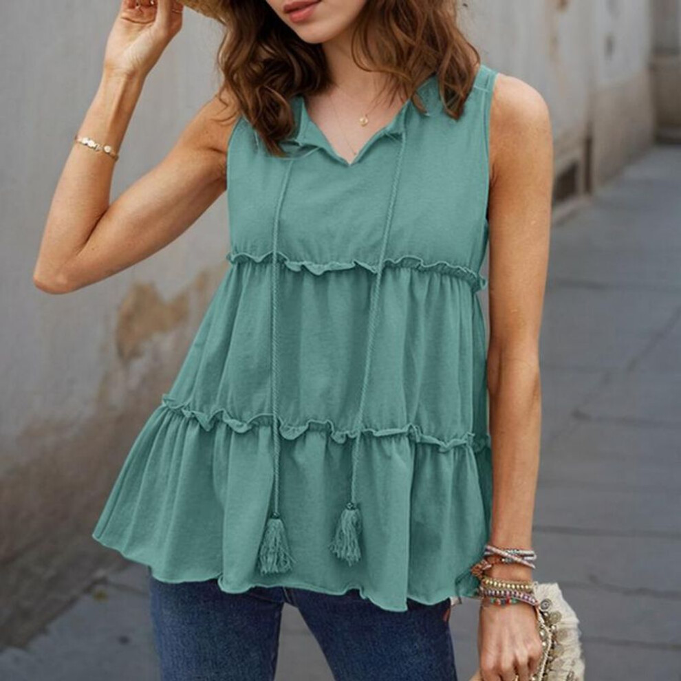 (M, green) ZANZEA Women Casual V-Neck Summer Sleeveless Tank Tops