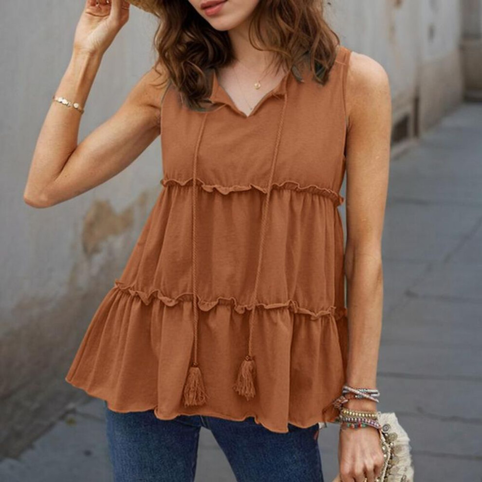 (3XL, orange) Zanzea Women Casual V-neck Summer Sleeveless Tank Tops