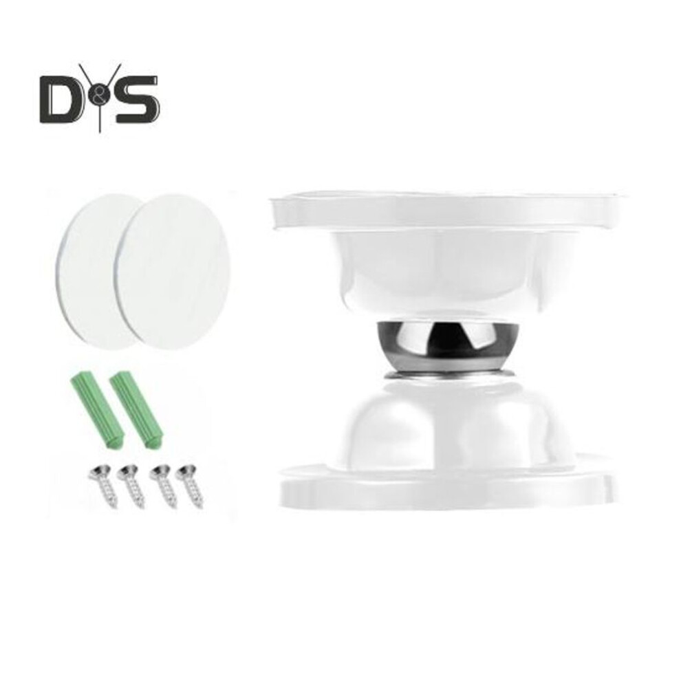 (white) 1 Set Magnetic Door Stopper Heavy Duty Stainless Steel Silicone Adhesive No Drilling Anti-collision Wall Mount Door Catch Doorstop Inside Outside Rv
