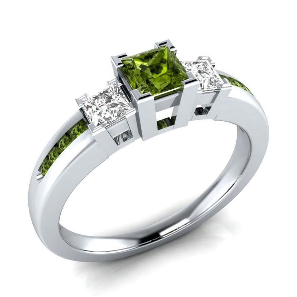 (green, 9) Classic Women Ring 925 Silver Jewelry with Sapphire Emerald Amethyst Gemstones Wedding Party Gift size 6-10