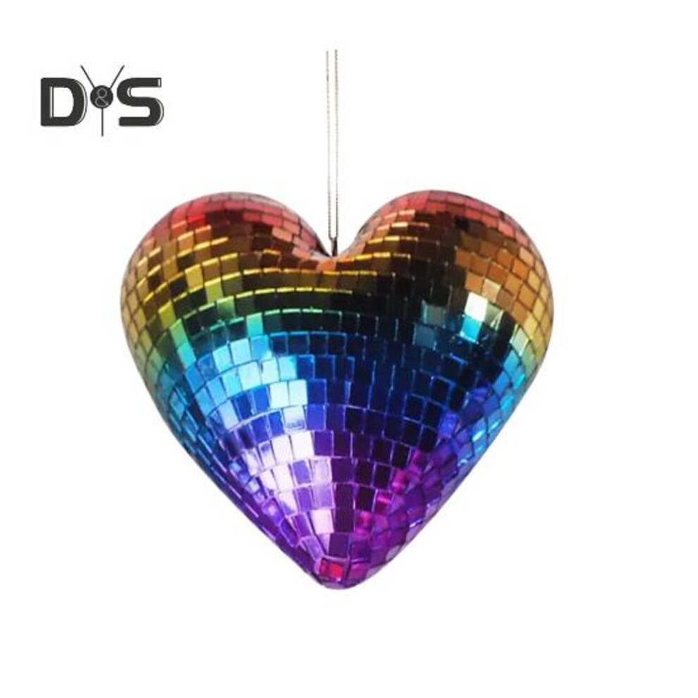 (multicolor) Valentine's Day Heart Pendant Heart Shape Disco Sequin Ball Glitter Love Heart Hanging Ornament For Weddings Birthdays Anniversaries Party Decor