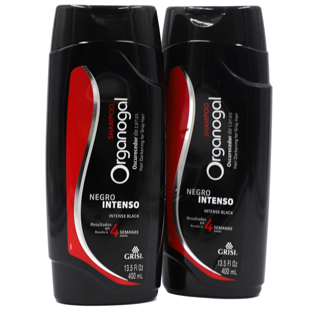 Organogal Grisi Shampoo Cleansing Darkening Shampoo With Cactus Extract Assists With The Reversal Of Grey Hair 2-Pack Of 13.5 Fl Oz Bottles White