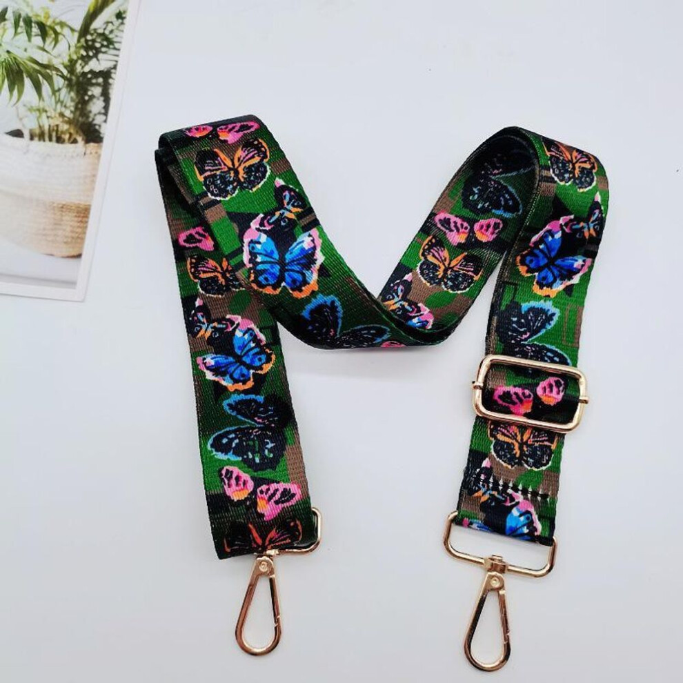 (green, Butterfly) Ethnic Style Women's Crossbody Bag - DIY Replaceable Wide Shoulder Strap