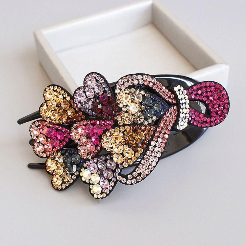 (A) Temperament Lady Rhinestone Hair Accessories Duckbill Clip Women Hair Claw Korean Style Hair Clip