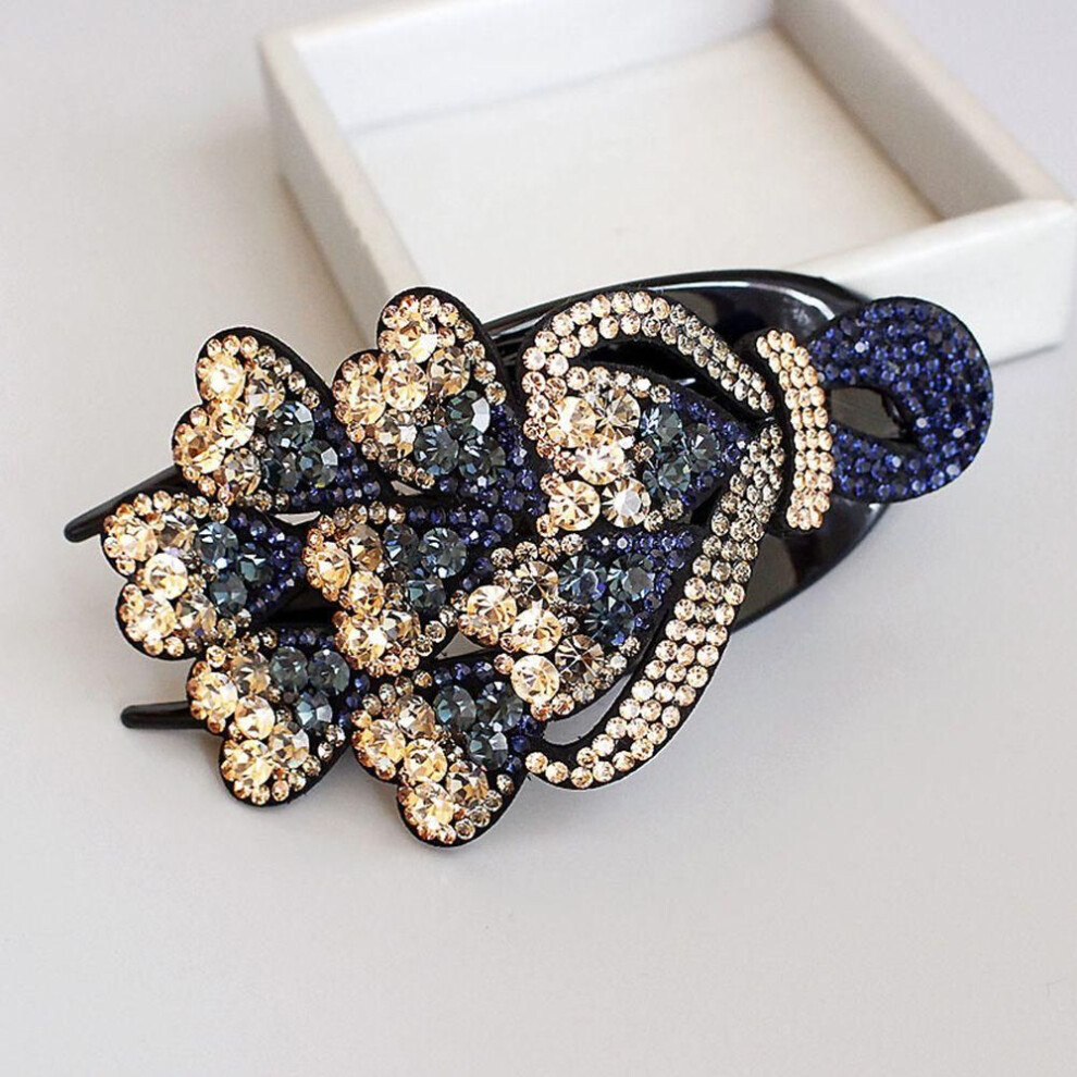 (E) Temperament Lady Rhinestone Hair Accessories Duckbill Clip Women Hair Claw Korean Style Hair Clip