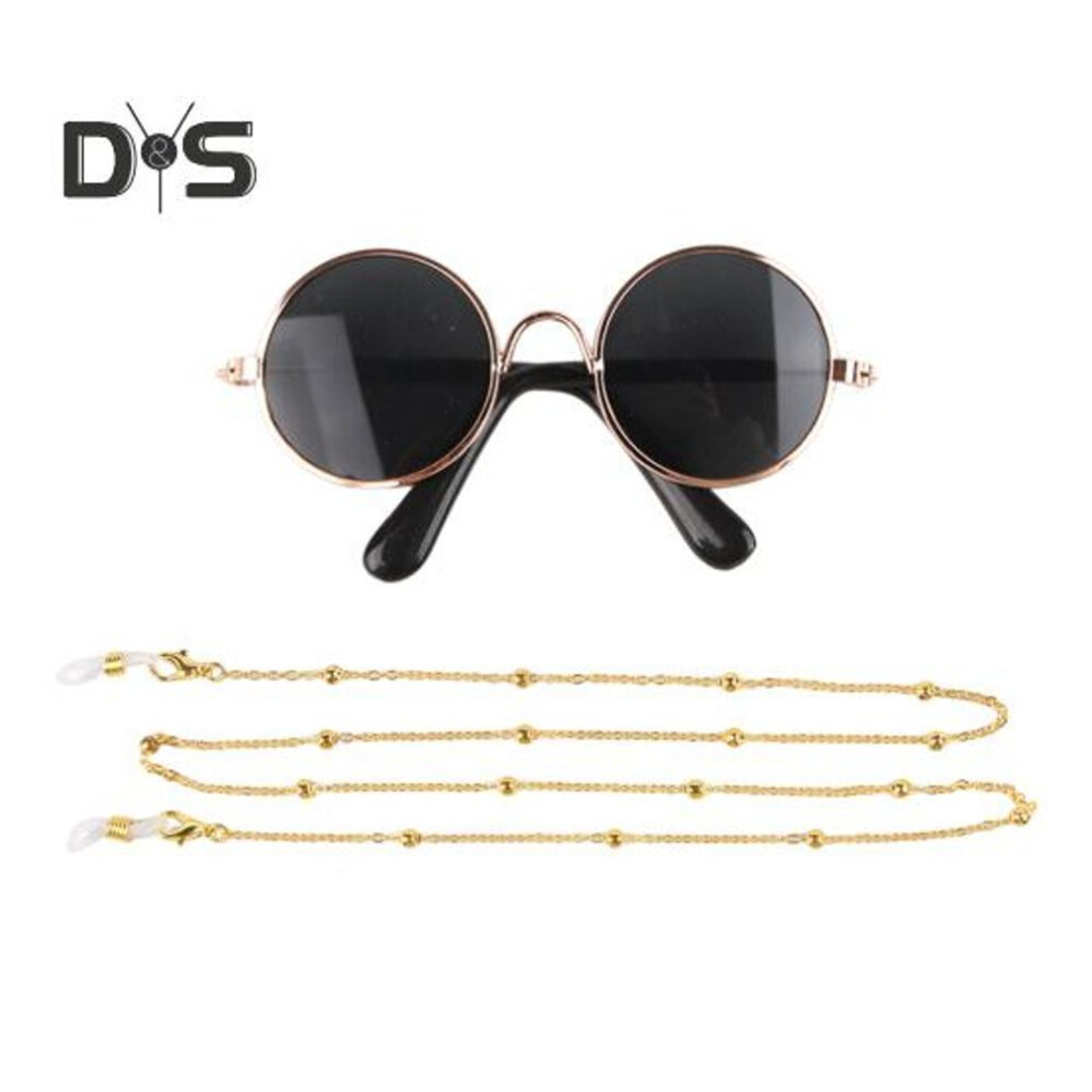 (as the picture, A) Cat Sunglasses Retro Pet Glasses With Gold Chain For Cats Small Dogs Pet Dress-up Costume Accessories For Photos Cosplay Parties