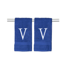 Serviette a main initiale de la Marine pour salle de bain - serviette brodee decorative de qualite monogrammee de luxe de luxe pour le spa de sal