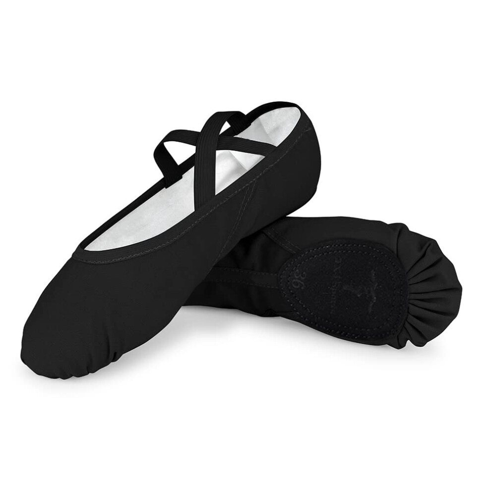 TXJ Sports Ballerines pour femmes et filles, chaussons de danse en toile, chaussures de yoga noires