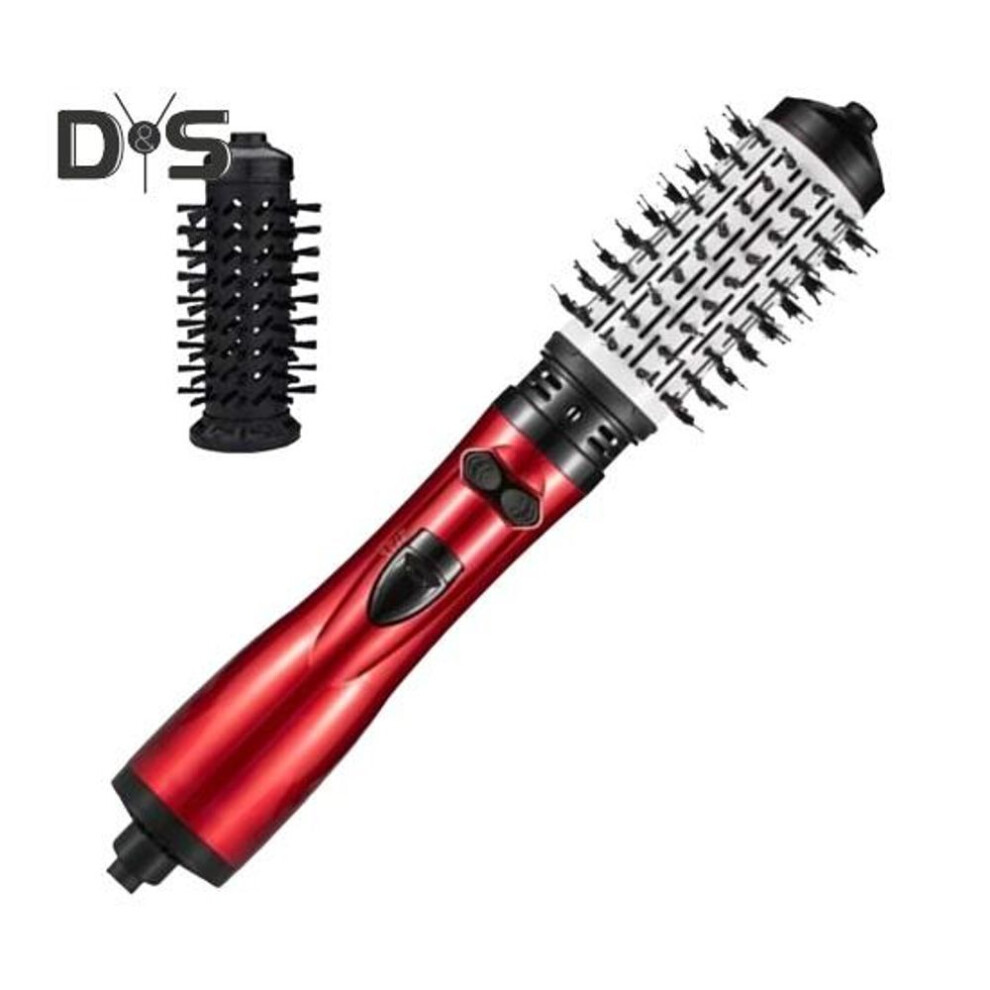 (red) 3-In-1 Hot Air Styler Rotating Hair Blow Dryer Brush Fast Heating Hair Curler Straightener Portable Electric Curling Wand Women Hair Styling Tools
