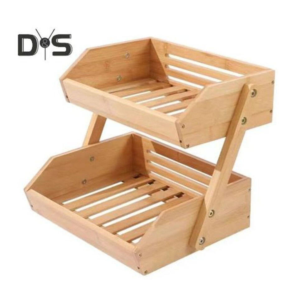 Wooden Fruit Basket Storage Rack Stackable Kitchen Organizer for Fruits Vegetables Snacks Space-Saving Multipurpose Shelf And Spice Rack