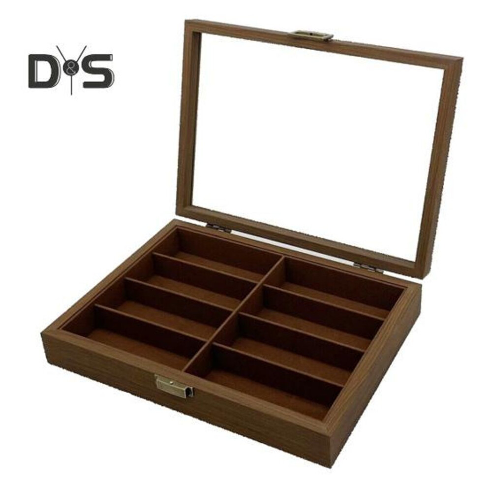 Wooden Sunglasses Organizer with 8 Slots Lockable Display Case for Women Men Glasses Storage Box for Multiple Eyewear Watches Jewelry