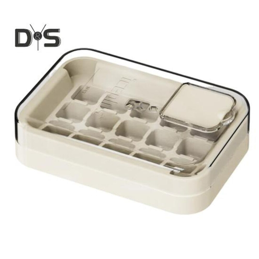 (milk white) Ice Cube Tray with Lid 15 Cubes Ice Grid Easy-Release Silicone Bottom Stackable Ice Trays for Freezer