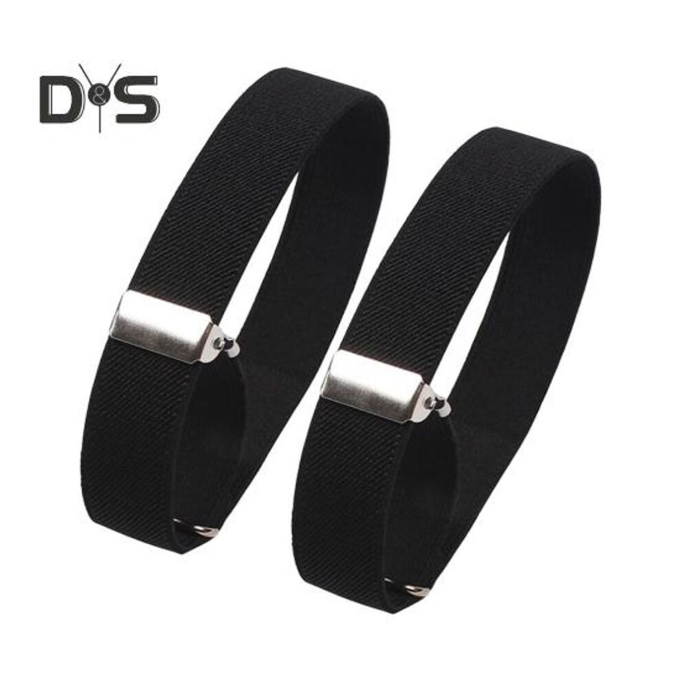 (black) 1 Pair Unisex Armband Adjustable 2.5cm Width Solid Color Leg Strap Elastic Shirt Sleeve Holder Arm Cuffs Bands Party Wedding Clothing Accessories