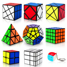 Geschwindigkeitswrfel-Set, Puzzle-Wrfel, 9 Stck, magische Wrfel, Pyraminx-Pyramide + 2 x 2 + 3 x 3 + 4 x 4 + Megaminx + Spiegel + Mini 3 x 3 + Sk