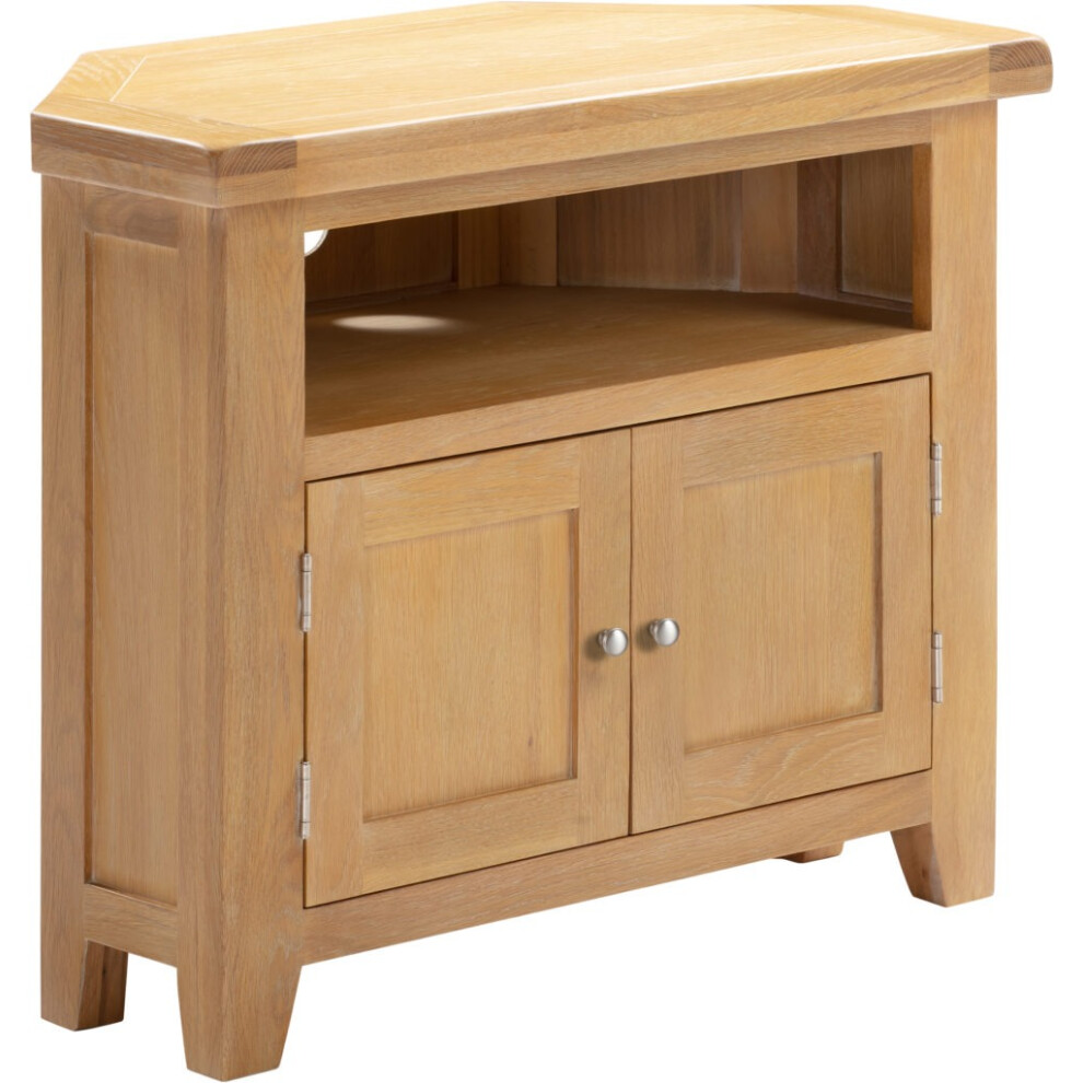 Windsor Corner TV Unit Real Natural Oak Fully Assembled
