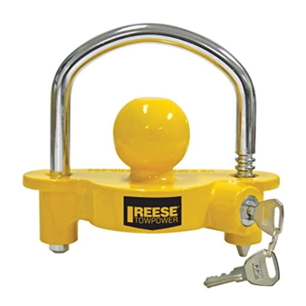 Verrou D'attelage Reese Towpower 72783, S Curit De Stockage R Glable, Acier Robuste, Jaune Et Chrome-image