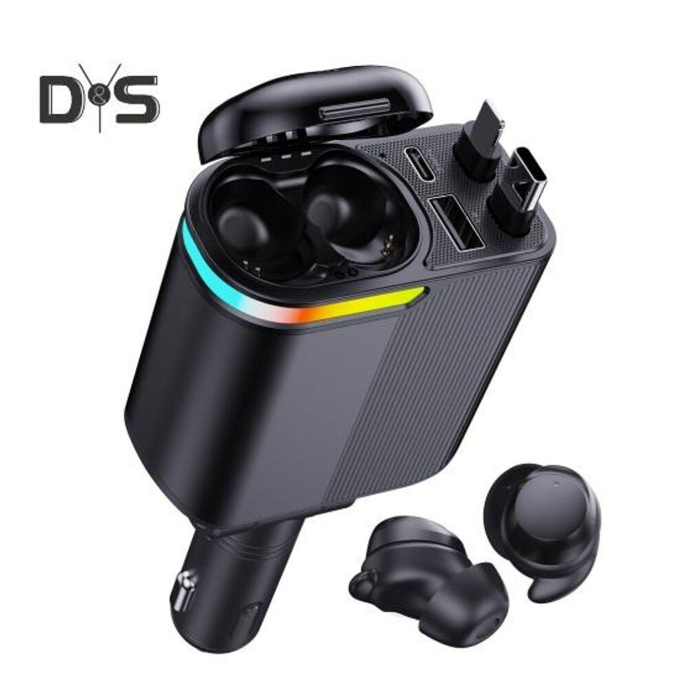 Car Charger with Free Adjustment Bluetooth-compatible 5.0 Headphones PD3.0 Fast Charging 4-Port USB Type-C Charger