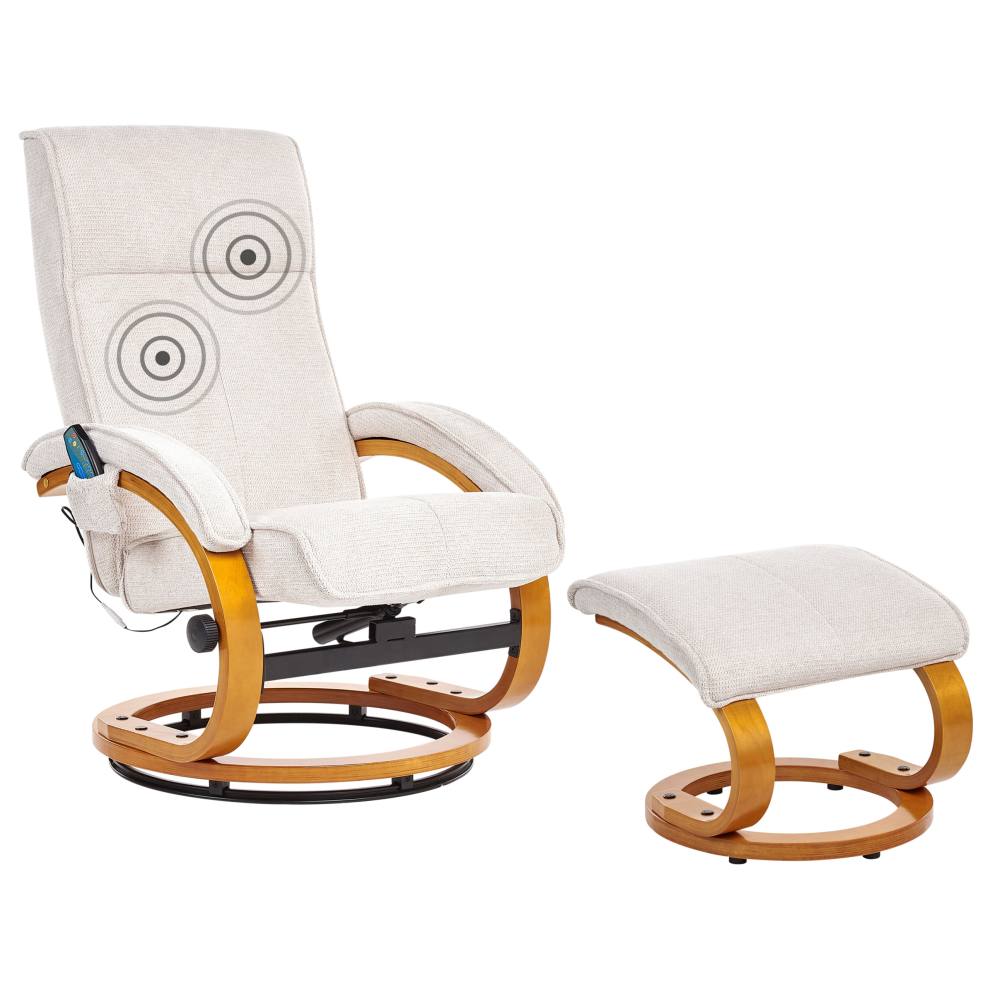 Massage Chair HERO with Footstool Fabric Light Beige