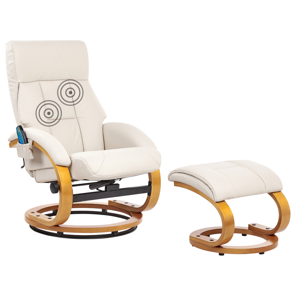Massage Chair FORCE with Footstool Faux Leather Light Beige
