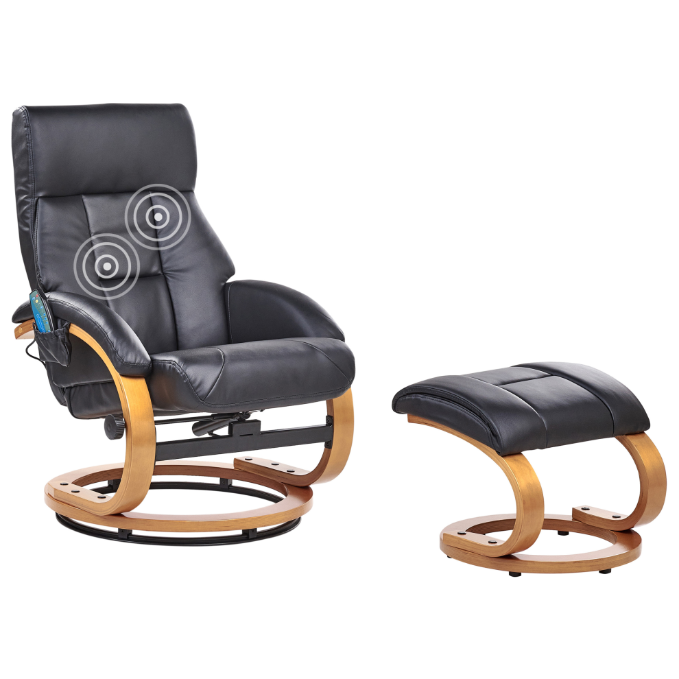 Massage Chair FORCE with Footstool Faux Leather Black