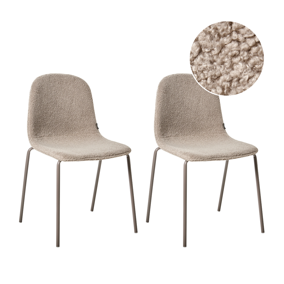 Set of 2 Conference Chairs LOMA Boucle Taupe