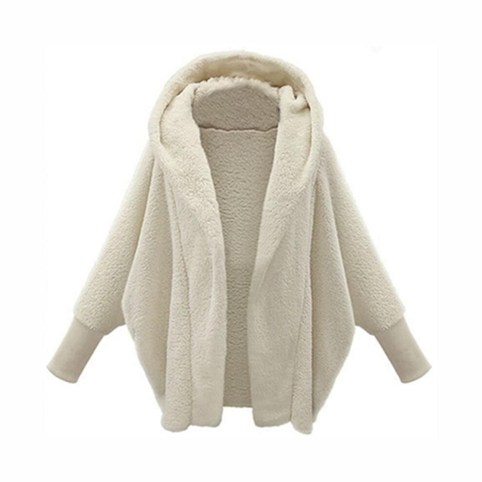 (5XL, white) Autumn and Winter, Women's Clothing Solid Color Long-sleeved Hooded Loose Plush Jacket Women