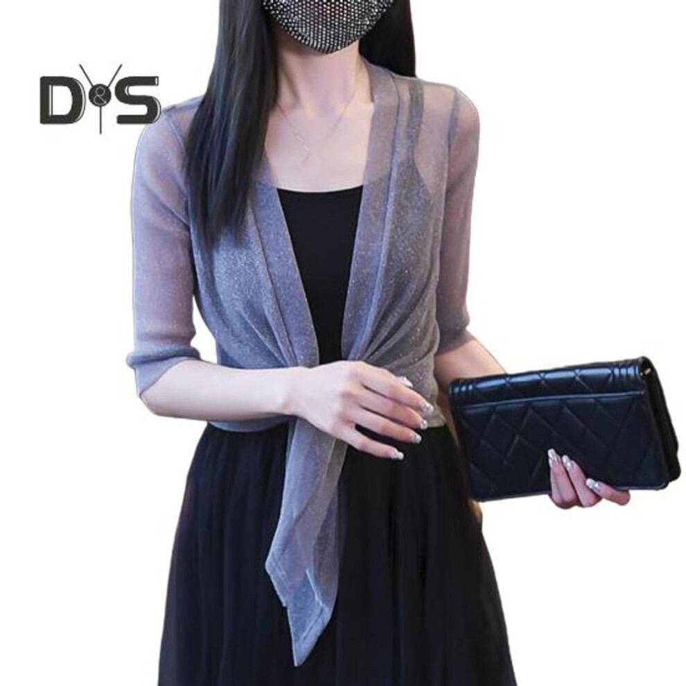 (grey) Women Sunscreen Shirt Long Sleeve Solid Color Loose Fit Sunscreen Cardigan with Lace-up Breathable Thin Coat