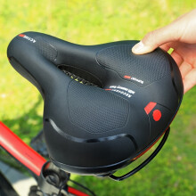 (Black) Wide Dual Shock Absorption Bike Seat Cushion - Comfortable Memory Foam Padding Waterproof Bicycle Saddle