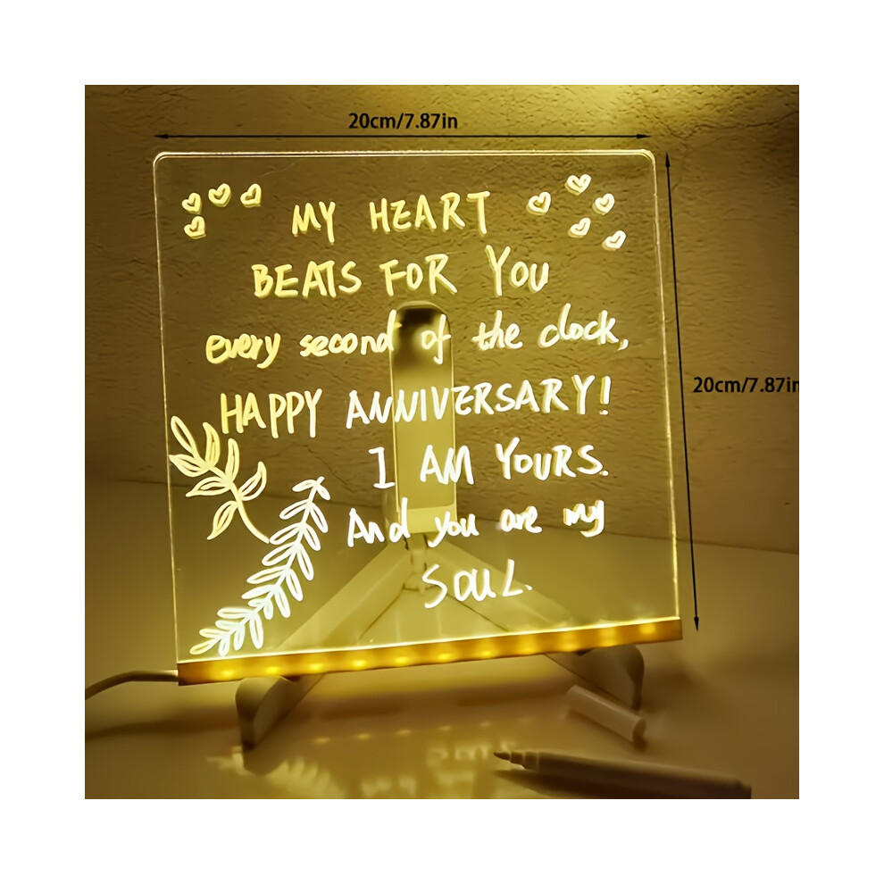 Srj Star (20×20Cm) Led Message Board With 7 Color Pens, Acrylic Glow-In-The- Drawing Board, Led Illuminated Drawing Tablet With Stand For Office Dark