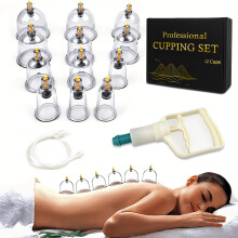 (12 Cups Set) [Professional Cupping Set] Professional Cupping Set with Pump | Vacuum Suction Cups, Home Use Cupping Kit for Massage