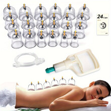 (24 Cups Set) [Professional Cupping Set] Professional Cupping Set with Pump | Vacuum Suction Cups, Home Use Cupping Kit for Massage