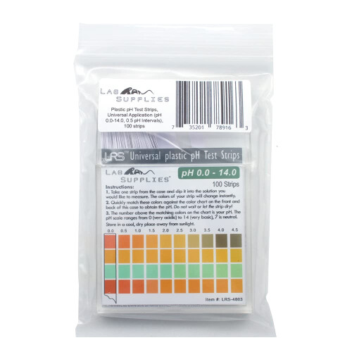 Plastic pH Test Strips  Universal Application pH 0.0-14.0  0.5 pH Intervals  100 Strips 1