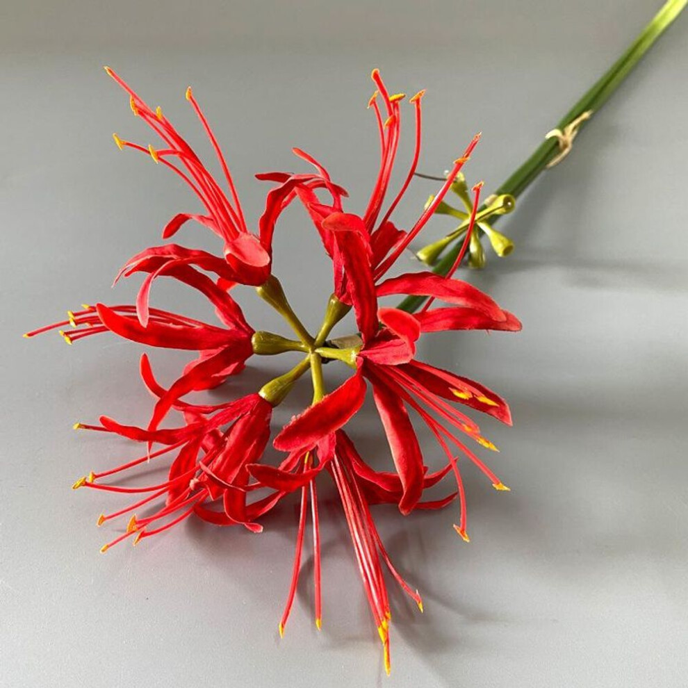 (red) Artificial Spider Lily Flowers  Lycoris Bulbs Spider Lilies Artificial Flowers with Long Stem Real Touch for Photography Hotel Garden Decoration