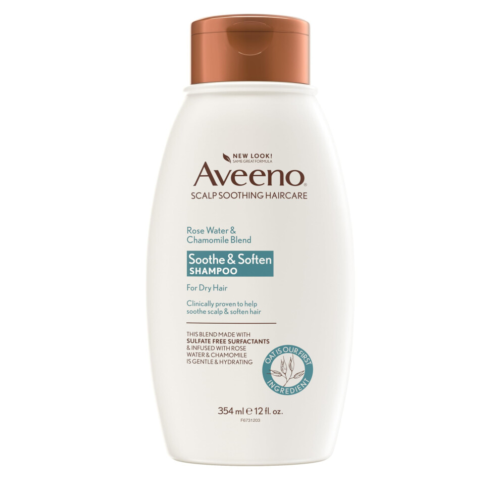 Aveeno Rose Water & Chamomile Shampoo for Dry Hair  Hydrating  12 fl oz