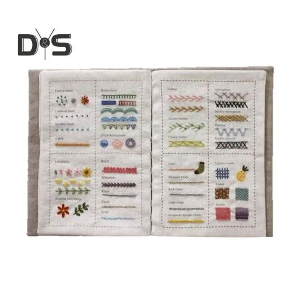 (as the picture, A) Embroidery Stitch Book Diy Stitch Book Beginners Adults Sewing Book Needlework Stitch Manual Gift For Sewing Embroidery Lovers