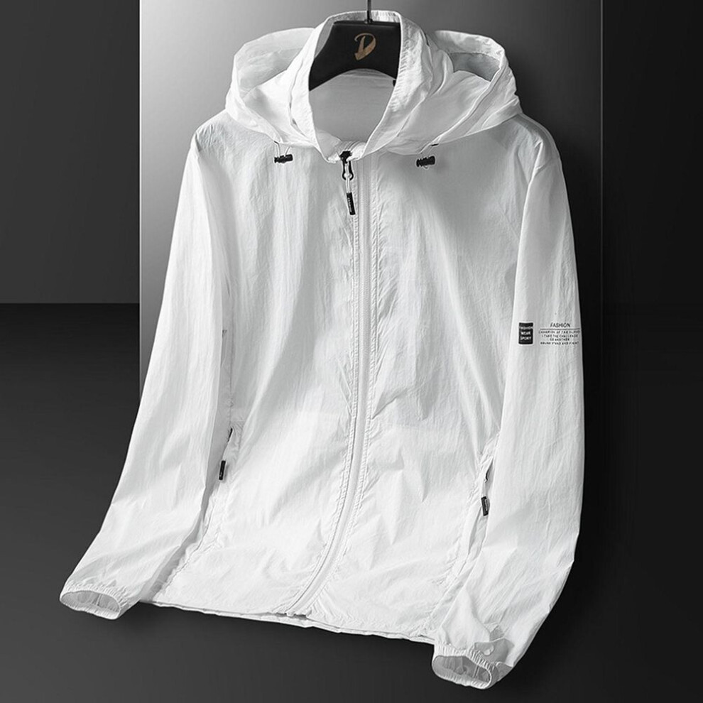 (white, XL) Men's And Summer Ice Silk Sun Protection Clothing Uv Protection Coat