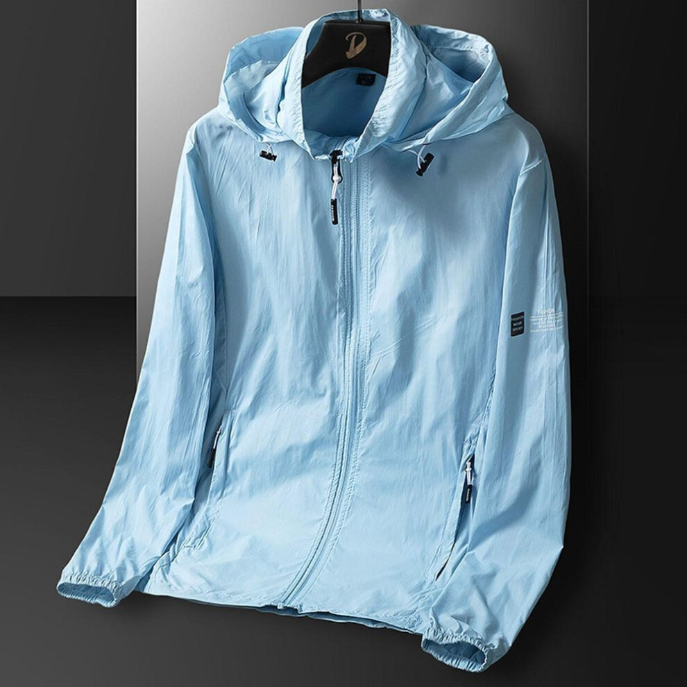 (light blue, XXXL) Men's And Summer Ice Silk Sun Protection Clothing UV Protection Coat