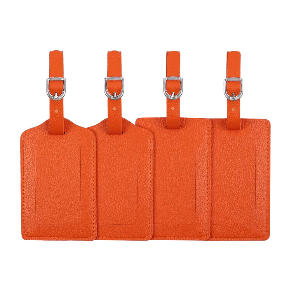 Bagagelabels Van Leer, Gepersonaliseerde Kofferlabelset, Bagagelabels, Reisaccessoires - Set Van 4 (Oranje)-image