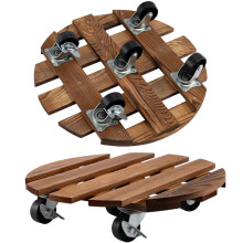 2Pack 30CM Plant Caddy Wood Plant Stands with Wheels Plant Pot Trolley