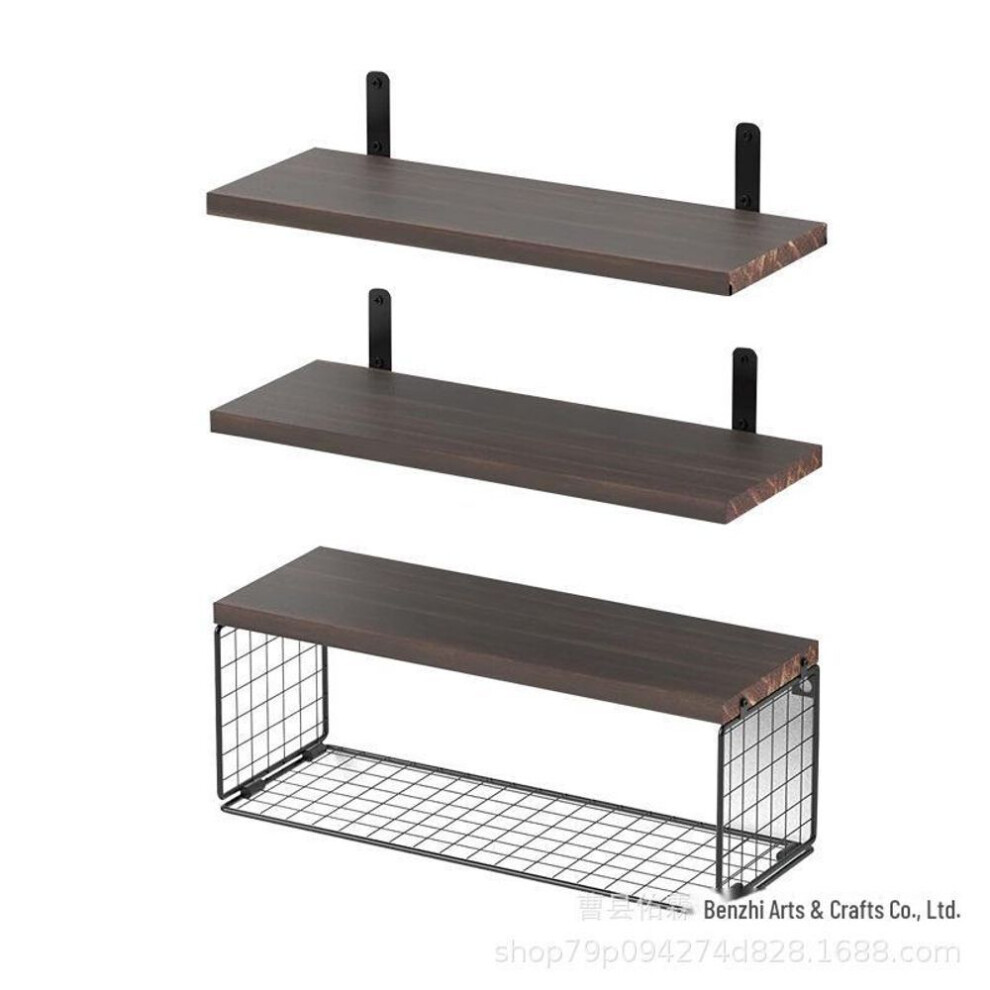 (dark brown, Paulownia) Solid Wood Wall-Mounted Floating Rack for Bathroom or Living Room
