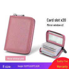 (pink, 20 card slots) Genuine Leather Anti-Theft Multi-Card Holder - Ultra-Thin, Large Capacity for Men's and Women's Cards