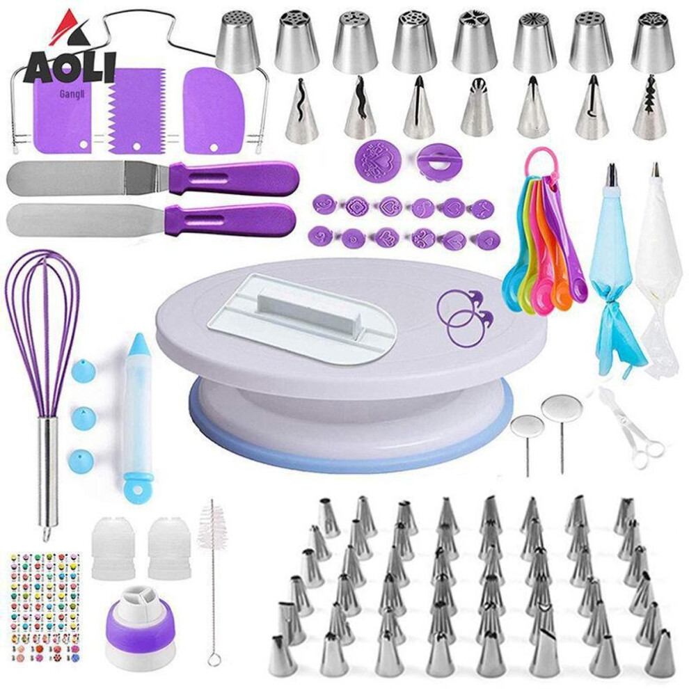 137-Piece Cake Decorating Set: Turntable, Nozzles, Bags, Scrapers