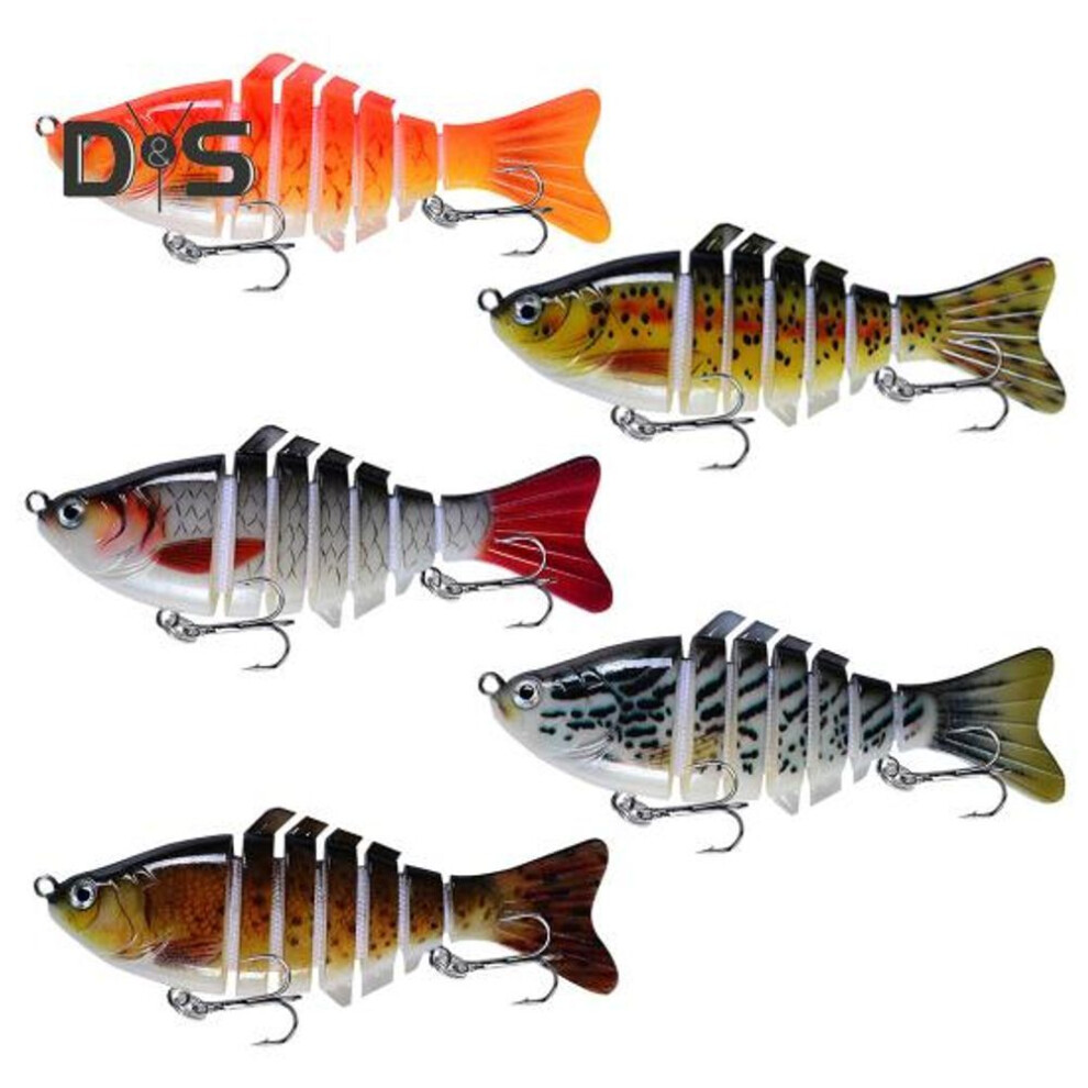 (as the picture, 5pcs) 3/5Pcs 10CM/15.5G Multi-Jointed Fishing Lure with Hooks Realistic 7-Section Swimbait Plastic Artificial Bait Freshwater Saltwater Fishing Accessories