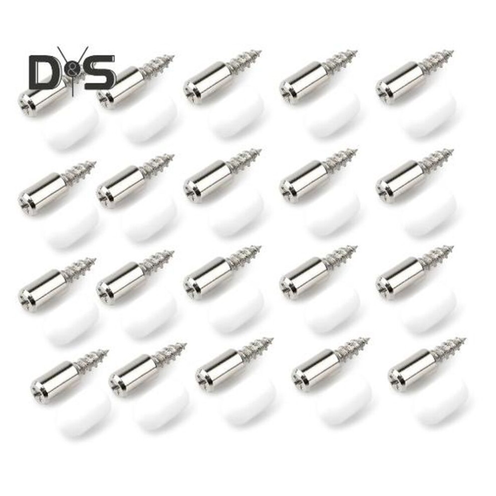 (white) 20Pcs Shelf Bracket Self-Tapping Screws Rustproof Strong Load-bearing Bookcase Cupboard Shelf Brackets Screws