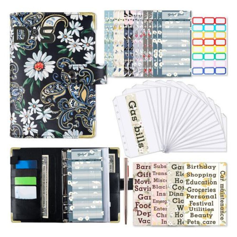 A6 Faux Leather Notebook Binder Paper Budget Journal With Magnetic Closure Hidden Compartments Pen Holder