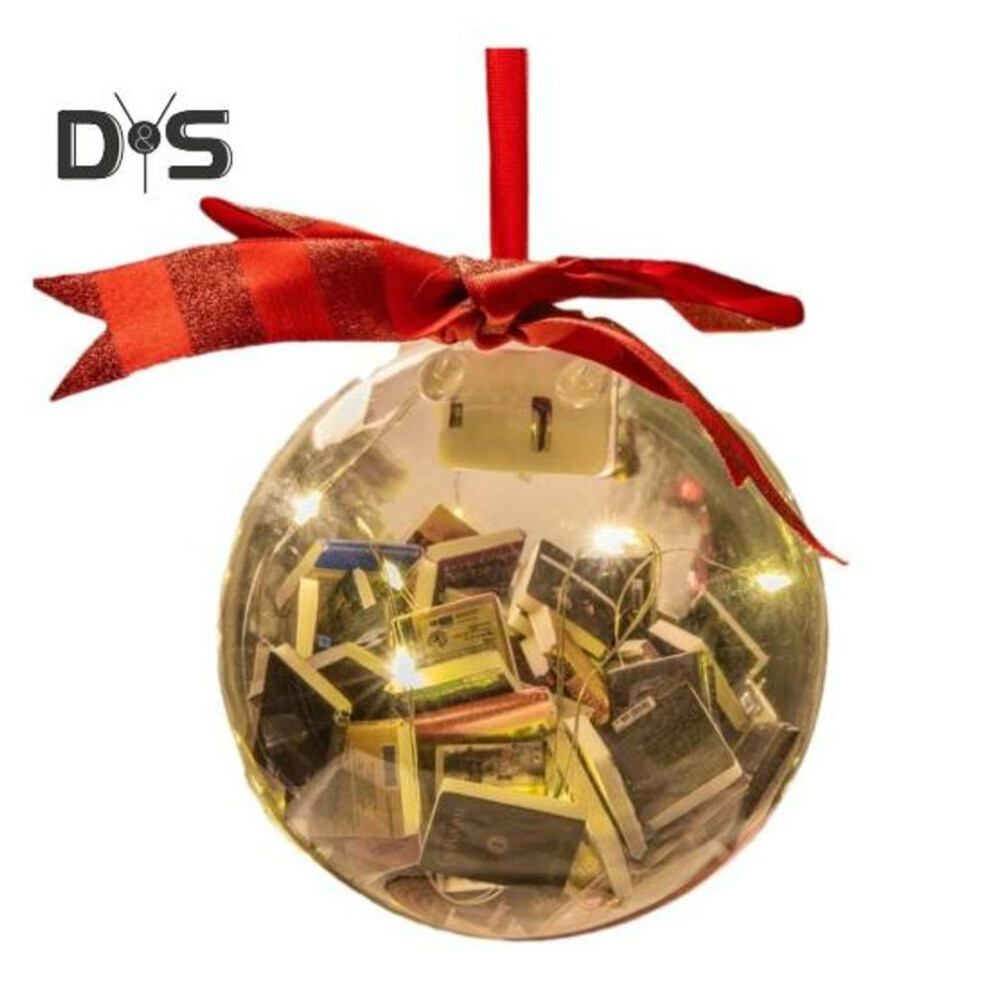 Funny Mini Book Christmas Ornament Clear Plastic Round Lighted Balls Filled With Book For Christmas Tree Wedding Party Decor